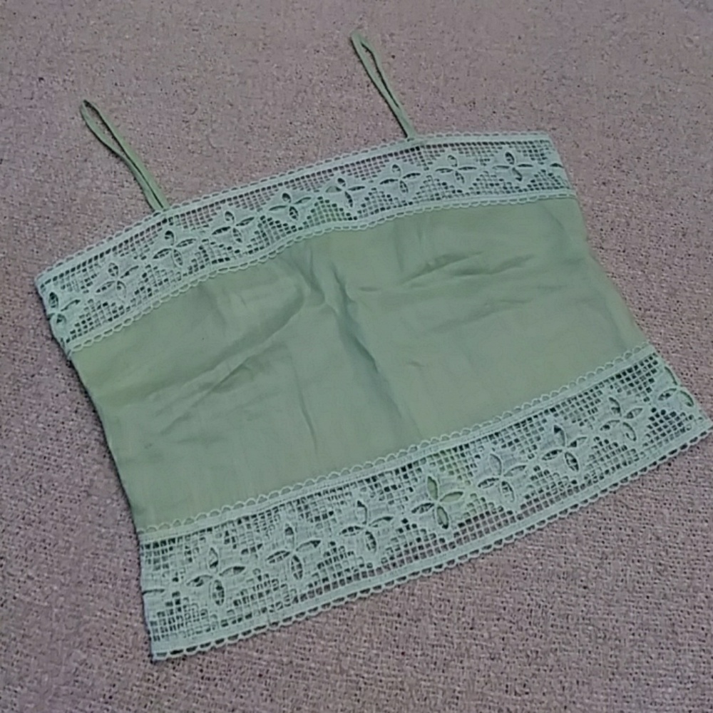 NWOT Unique Trimmed Spaghetti Strap Blouse